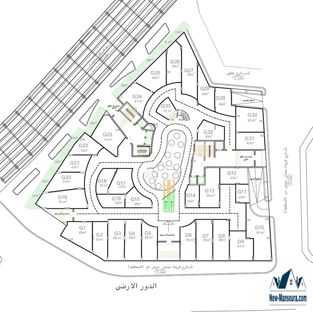 Commercial unit for sale in Nile Sky Lark in Mansoura, located on the Happy Land area by the Nile, with an area of 23 square meters.