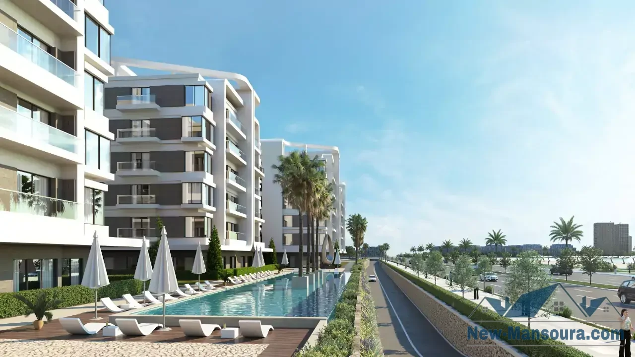 For sale in New Mansoura, an apartment on the sea in The Pearl Compound in the Fourth floor 140m